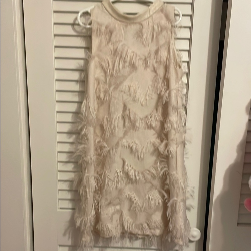 Cream Fringe Sleeveless Dress size 8.  Deux par deux brand.  GUC